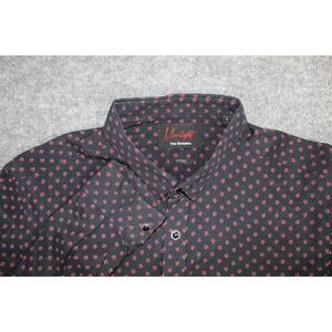 The Kooples "Moonlight" Shirt Men's Small LS Red Stars Fitted Black Snap Button